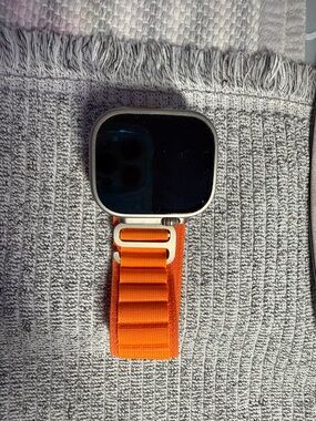 Apple Ultra 49mm Silver Smartwatch Case with Black Screen